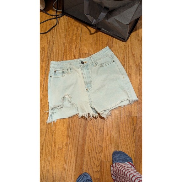 evidnt Los‎ Angeles size 25 light White/blue high waisted denim shorts (z1) - Picture 5 of 7